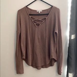 MoaMoa Cross Neck Long Sleeve